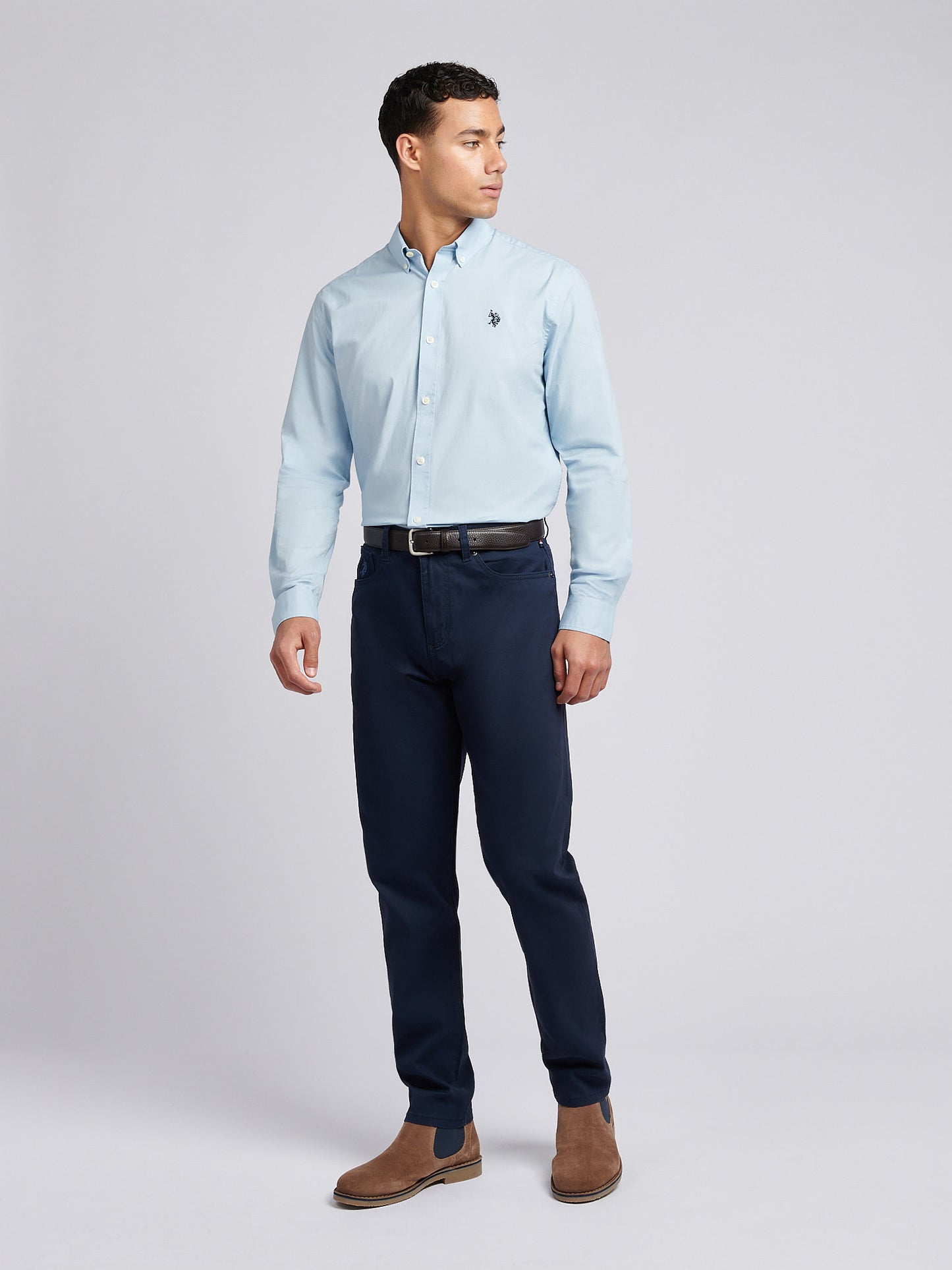 Mens Stretch Cotton Poplin Shirt Skyway