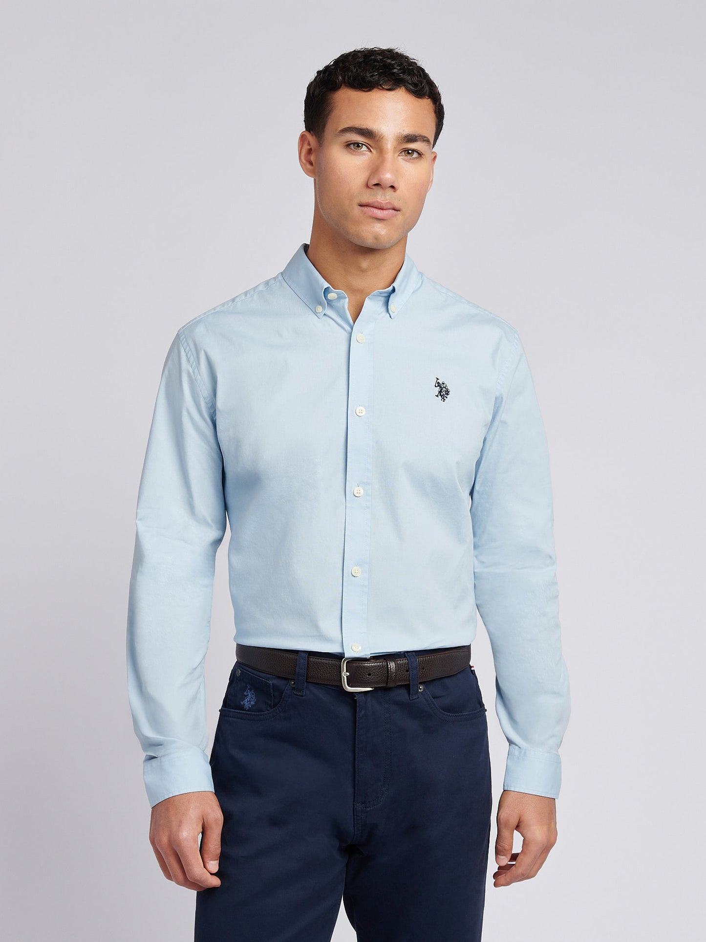 Mens Stretch Cotton Poplin Shirt Skyway