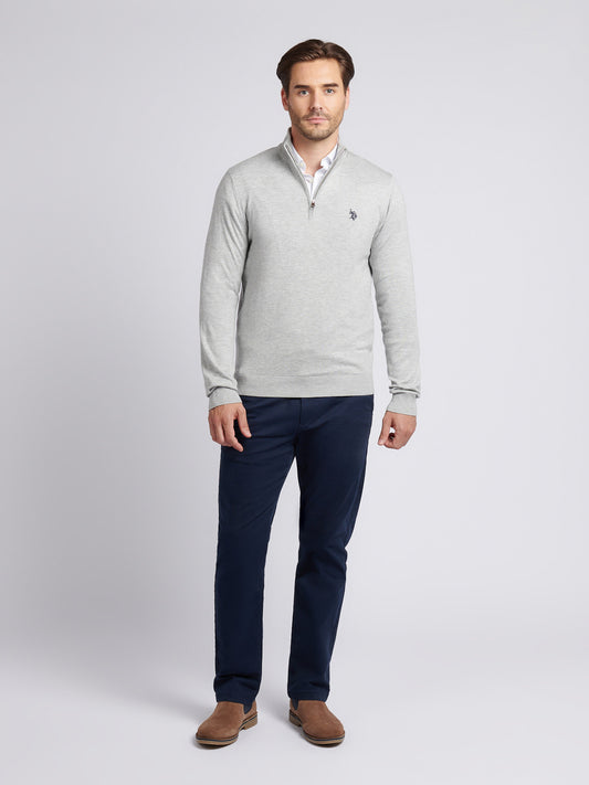 Mens Stretch Cotton Poplin Shirt in White / Dark Sapphire Navy DHM