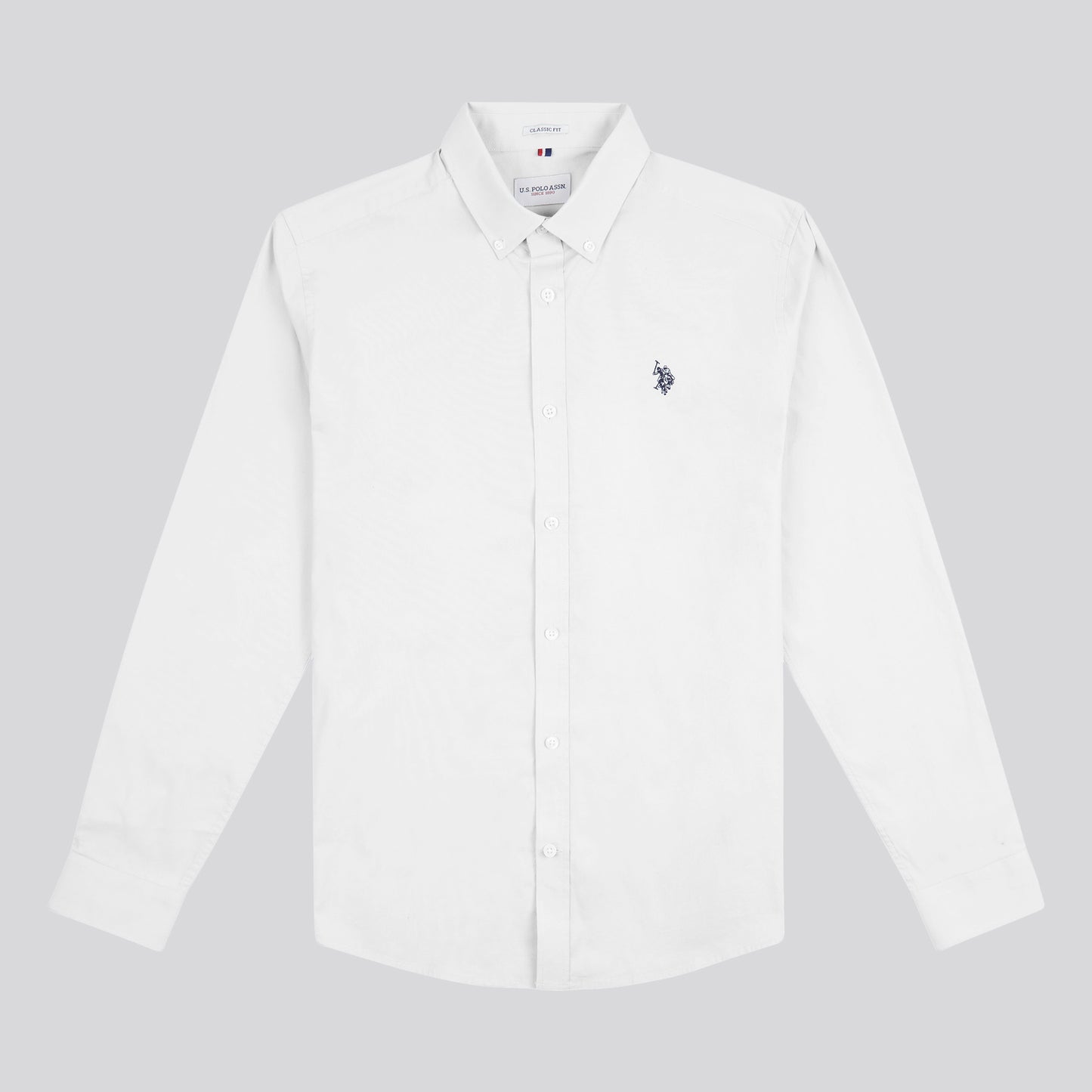 Mens Stretch Cotton Poplin Shirt White / Dark Sapphire Navy DHM