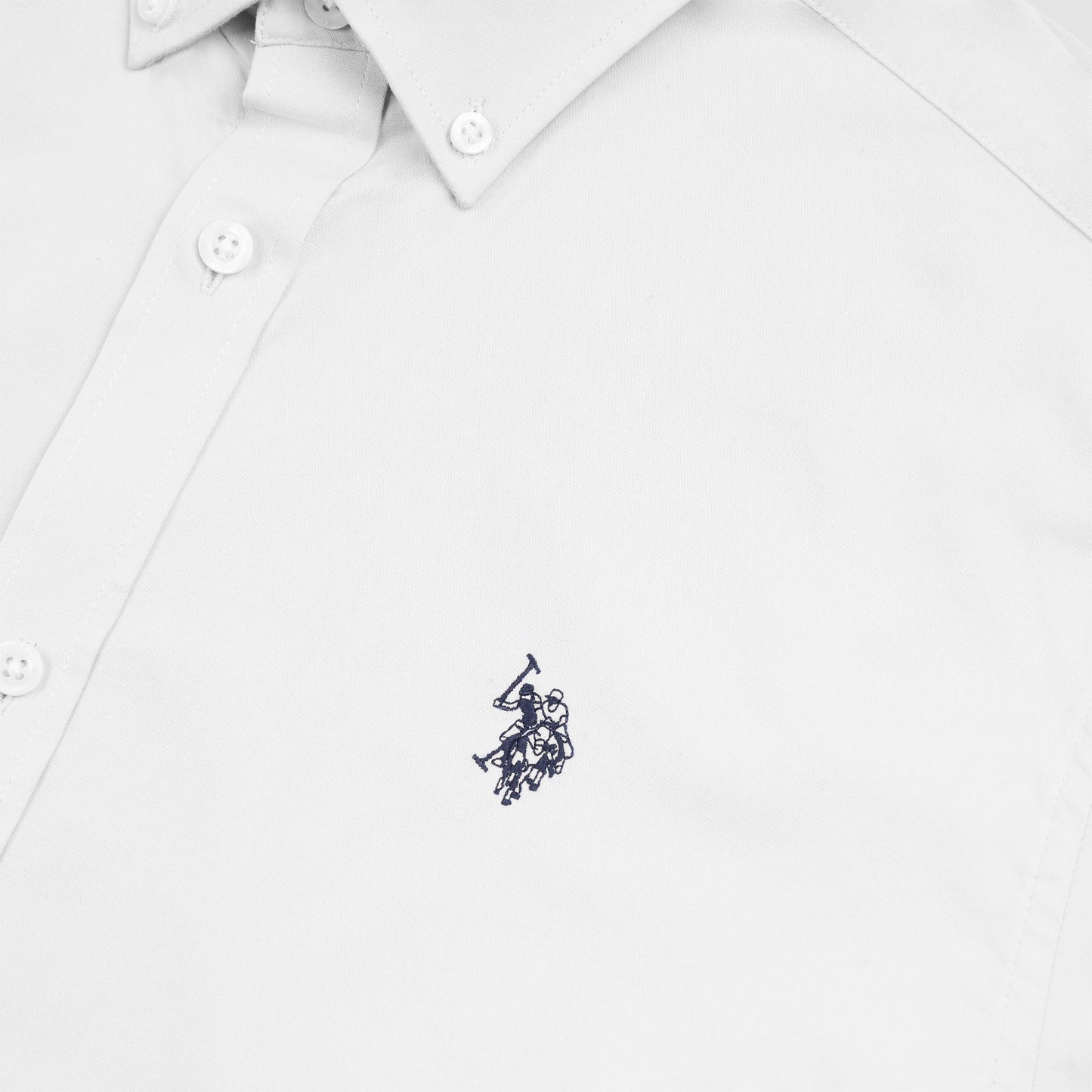 Mens Stretch Cotton Poplin Shirt White / Dark Sapphire Navy DHM