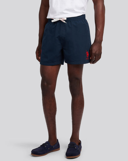Mens Player 3 Swim Short in Dark Sapphire Navy / Haute Red DHM