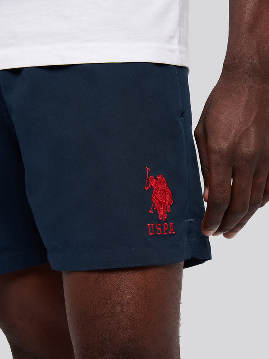 Mens Player 3 Swim Short in Dark Sapphire Navy / Haute Red DHM