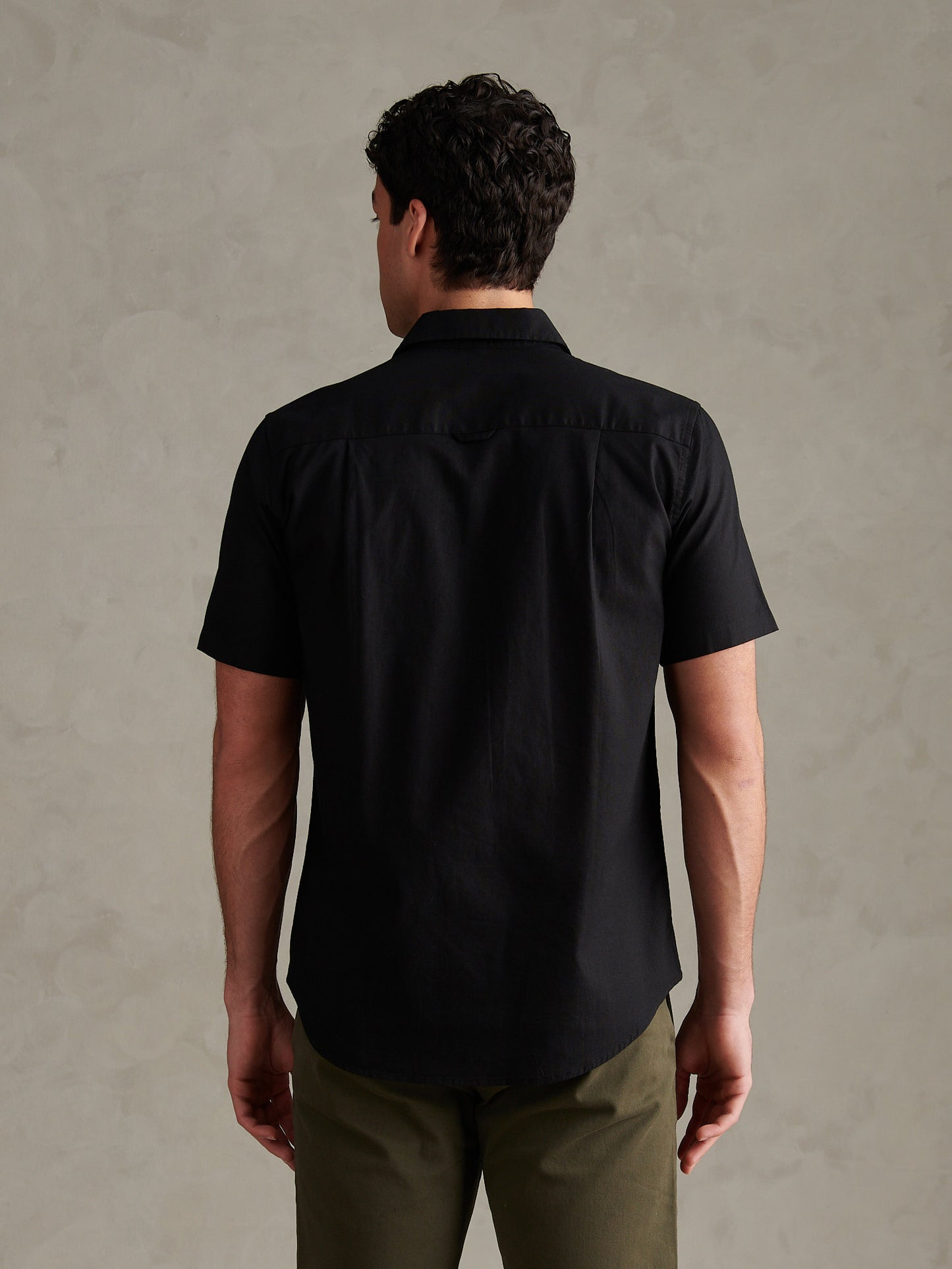 Mens Linen Blend Short Sleeve Shirt Black