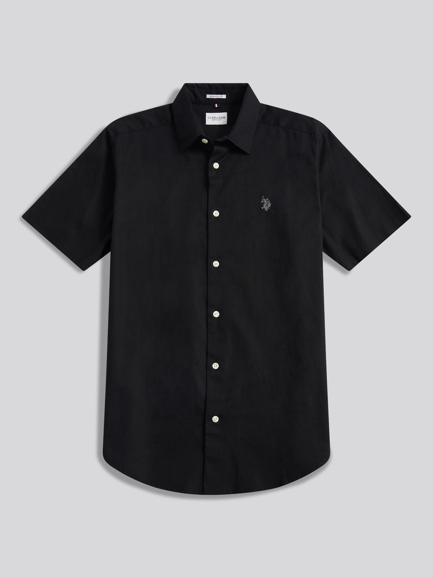 Mens Linen Blend Short Sleeve Shirt Black