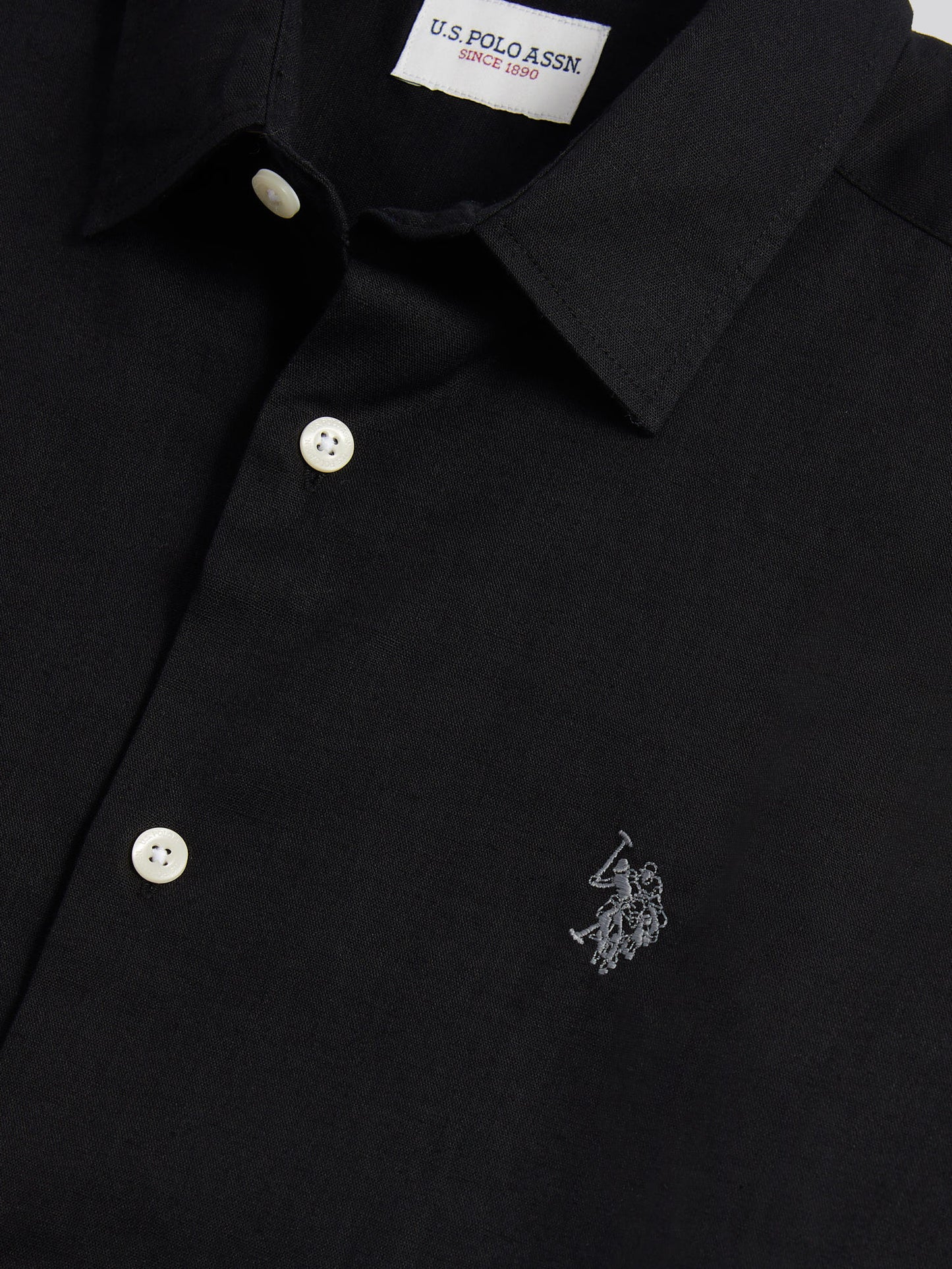 Mens Linen Blend Short Sleeve Shirt Black