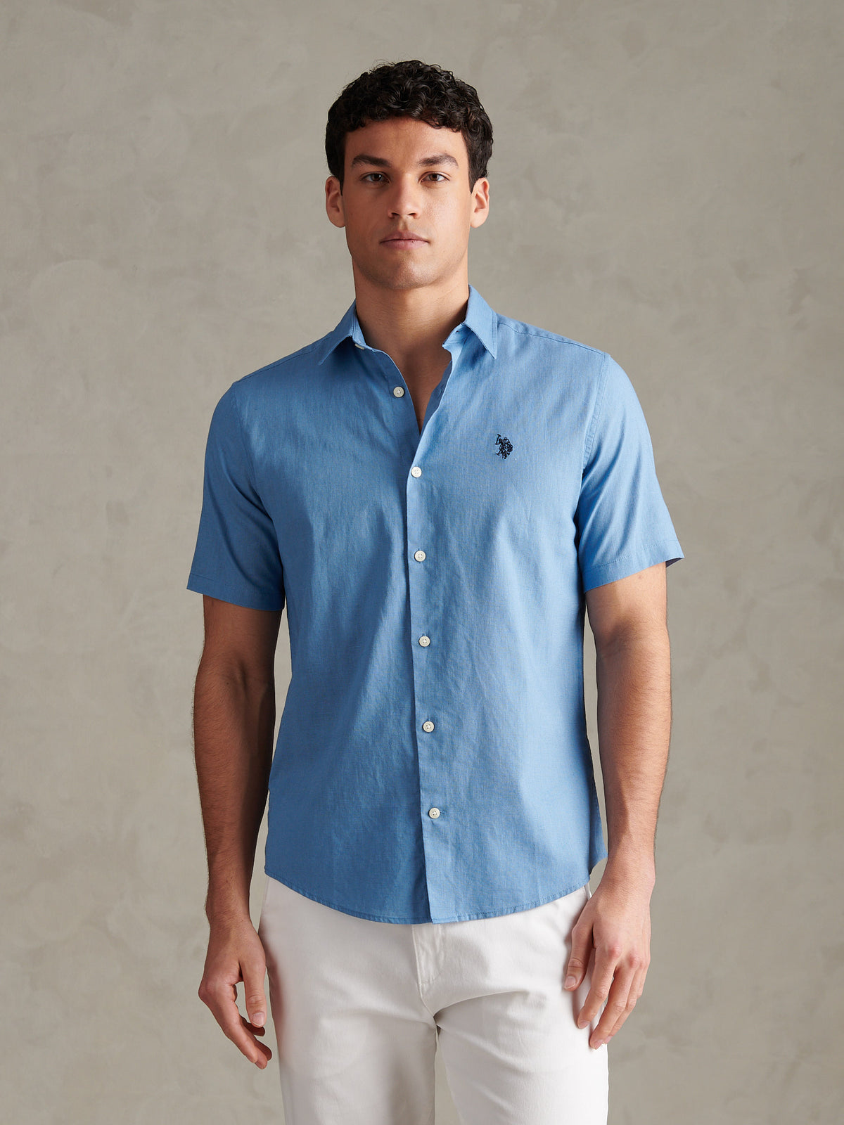 Mens Linen Blend Short Sleeve Shirt Riviera