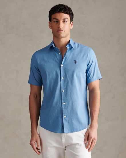 Mens Linen Blend Short Sleeve Shirt Riviera