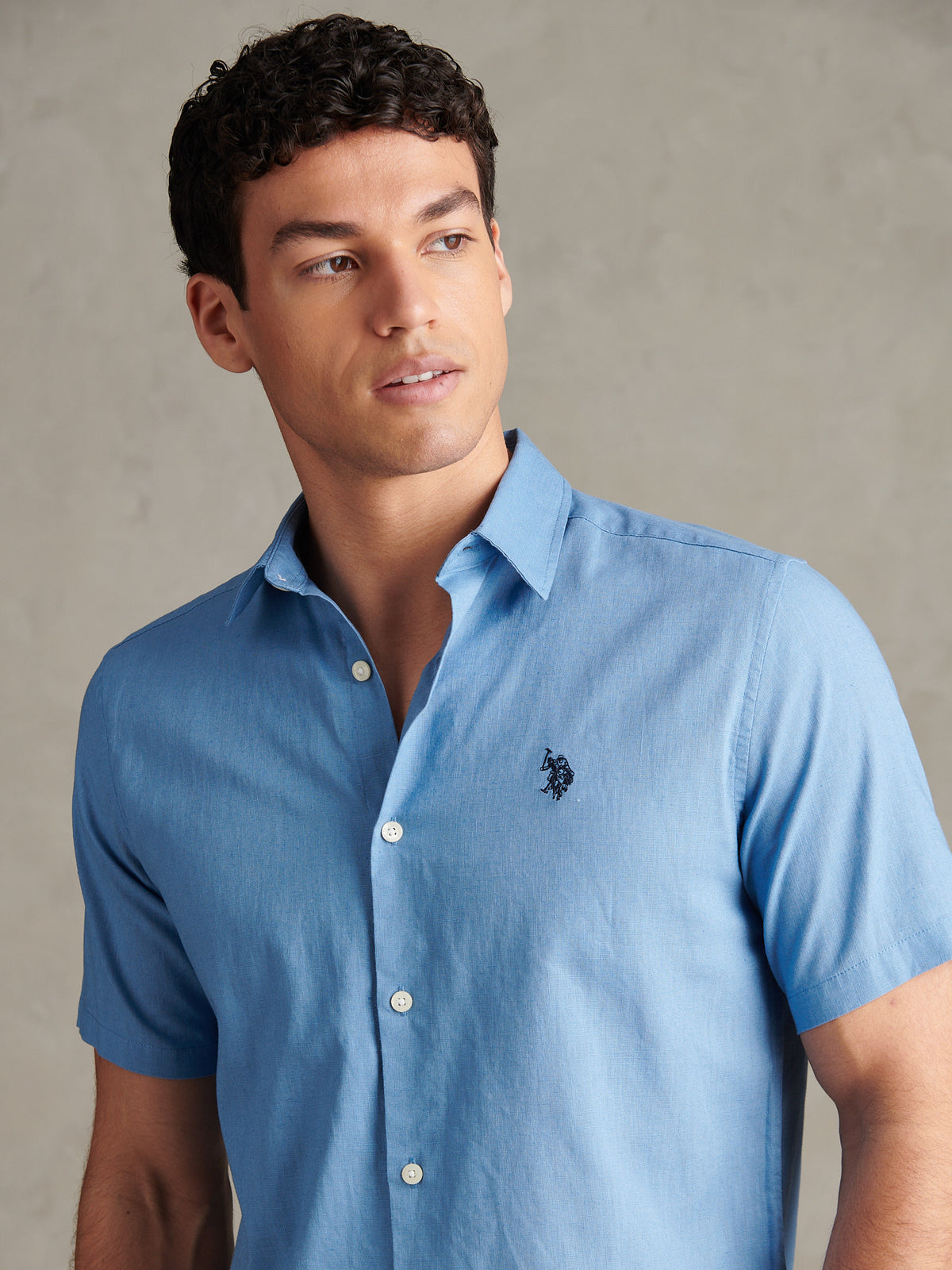 Mens Linen Blend Short Sleeve Shirt Riviera