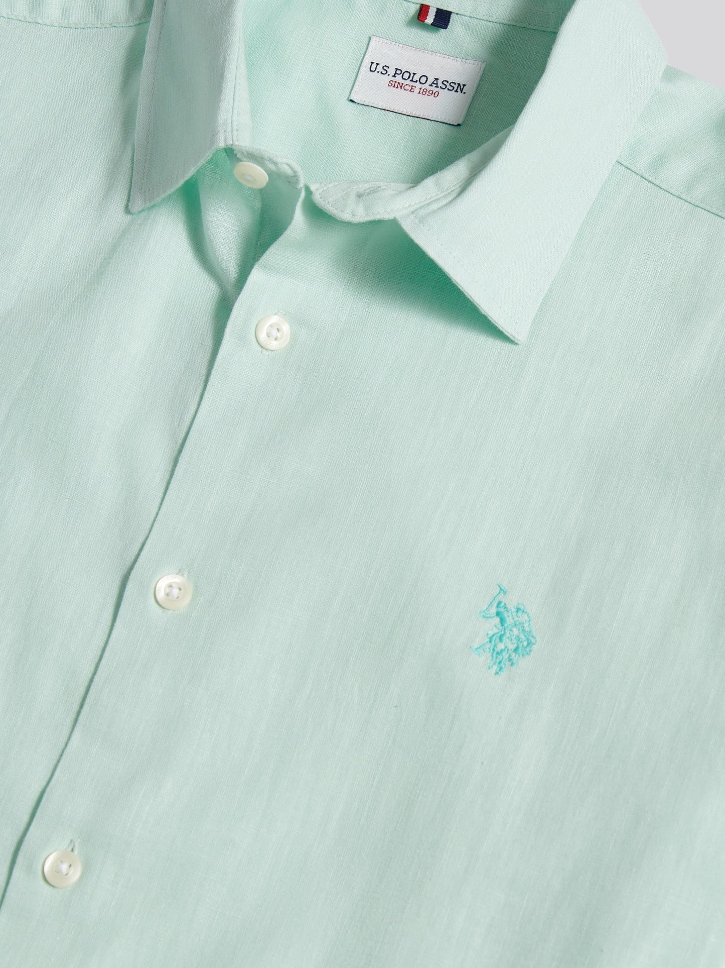 Mens Linen Blend Short Sleeve Shirt Honeydew