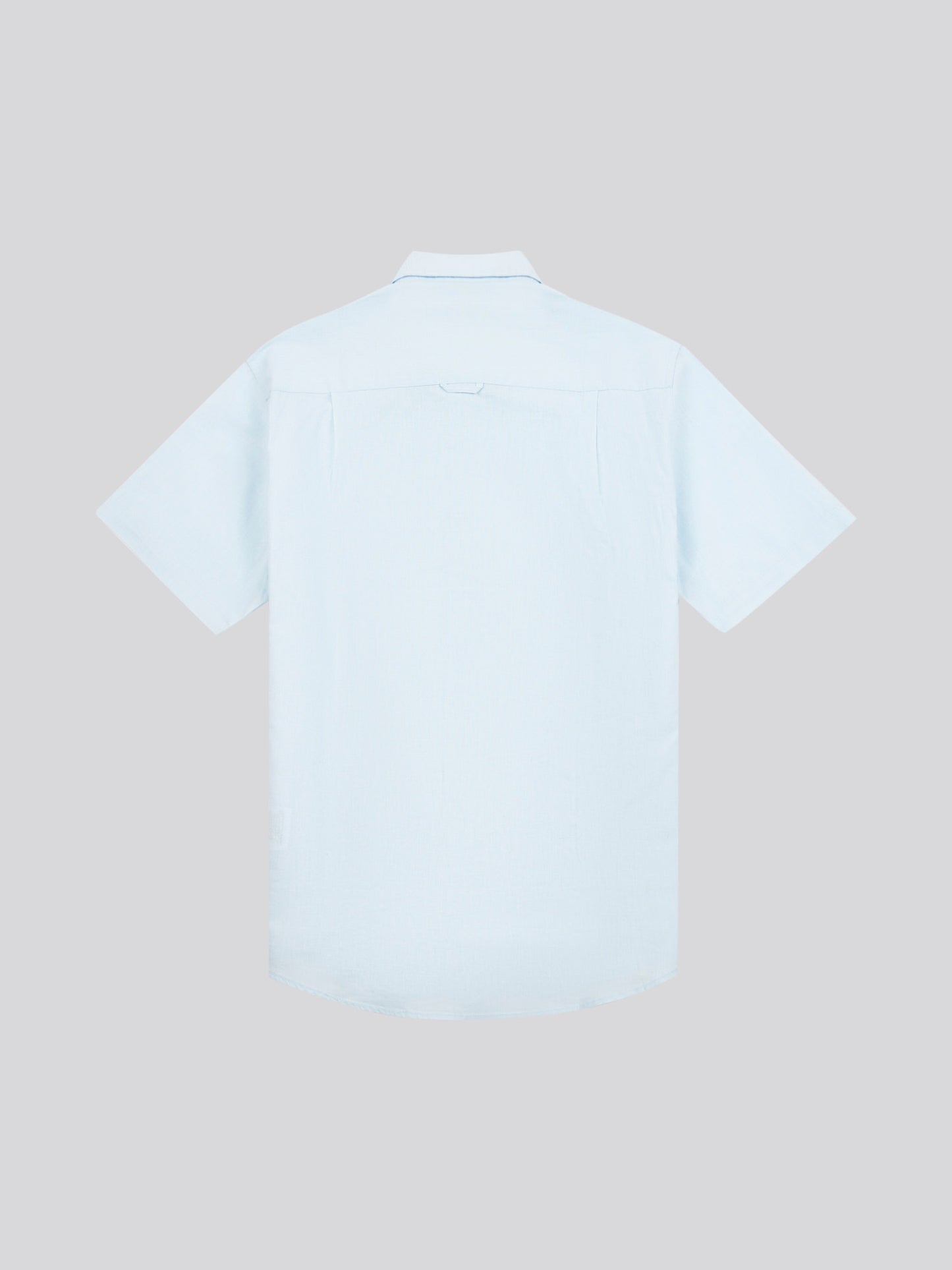 Mens Linen Blend Short Sleeve Shirt in Ice Water