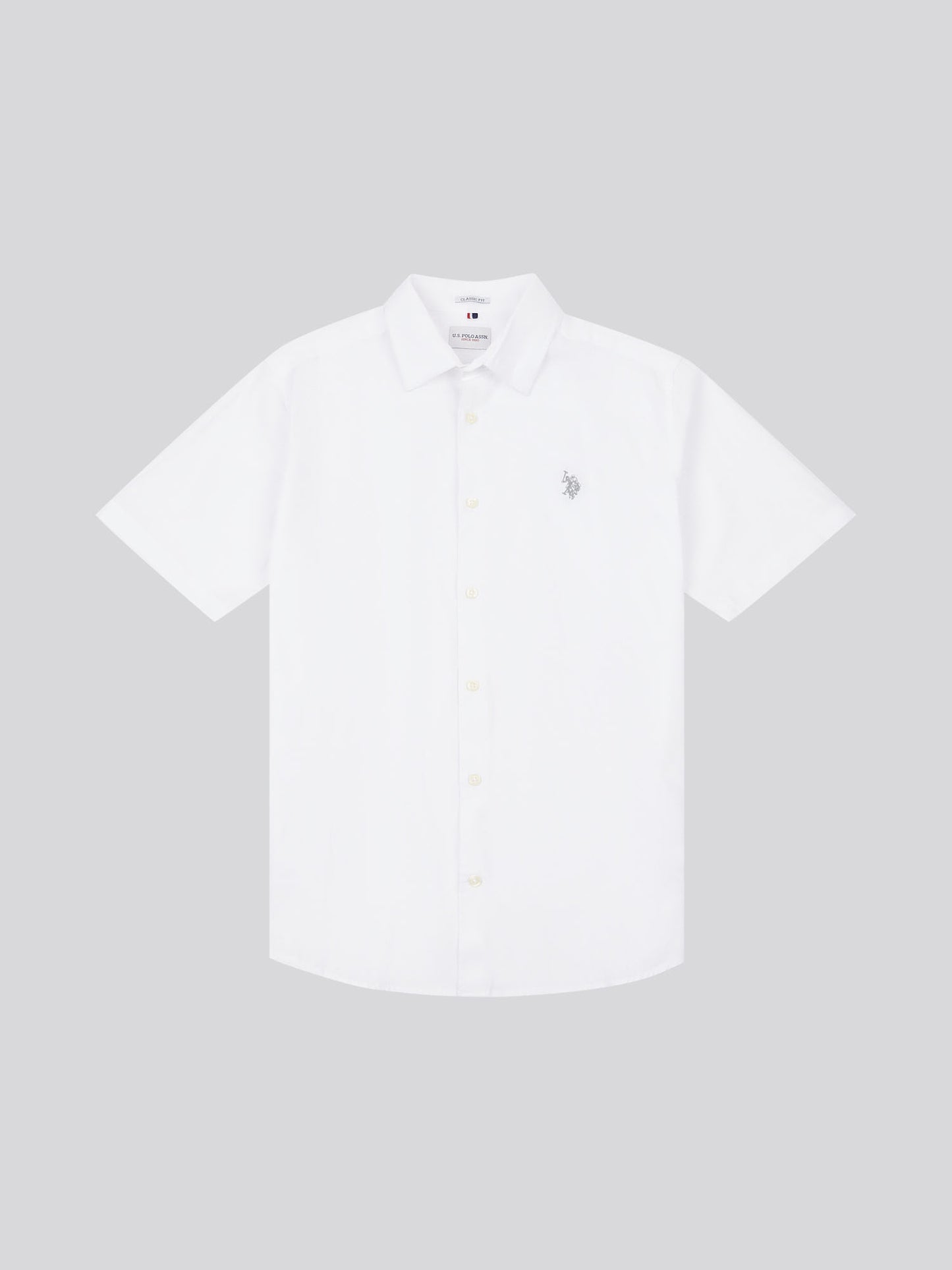 Mens Linen Blend Short Sleeve Shirt in Bright White / Harbour Mist