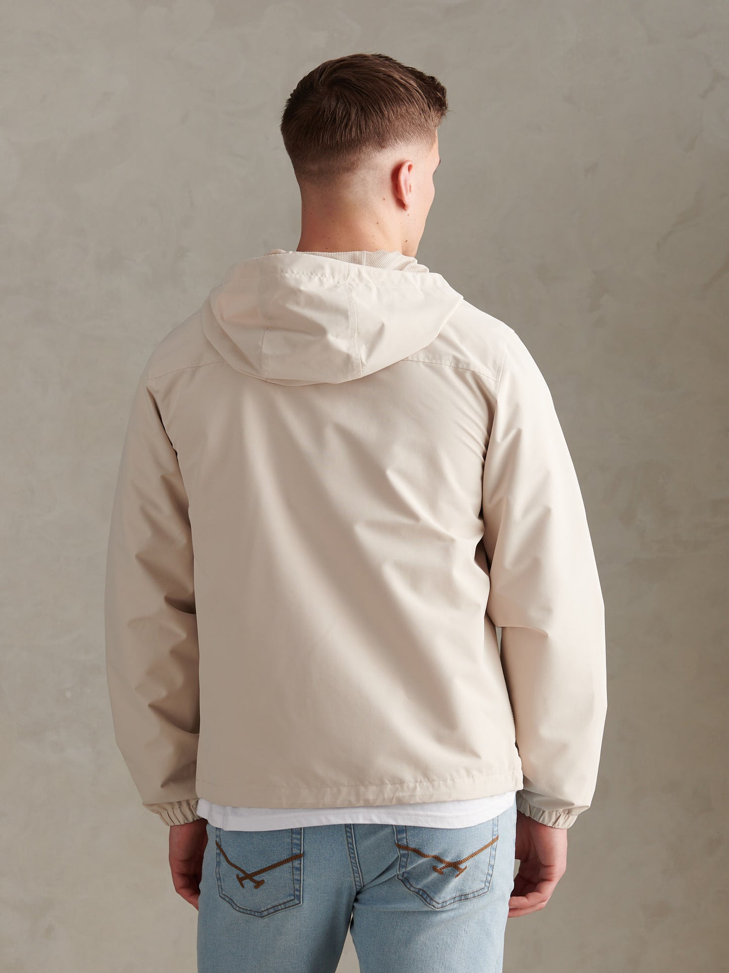 Mens Hooded Windbreaker in Beige