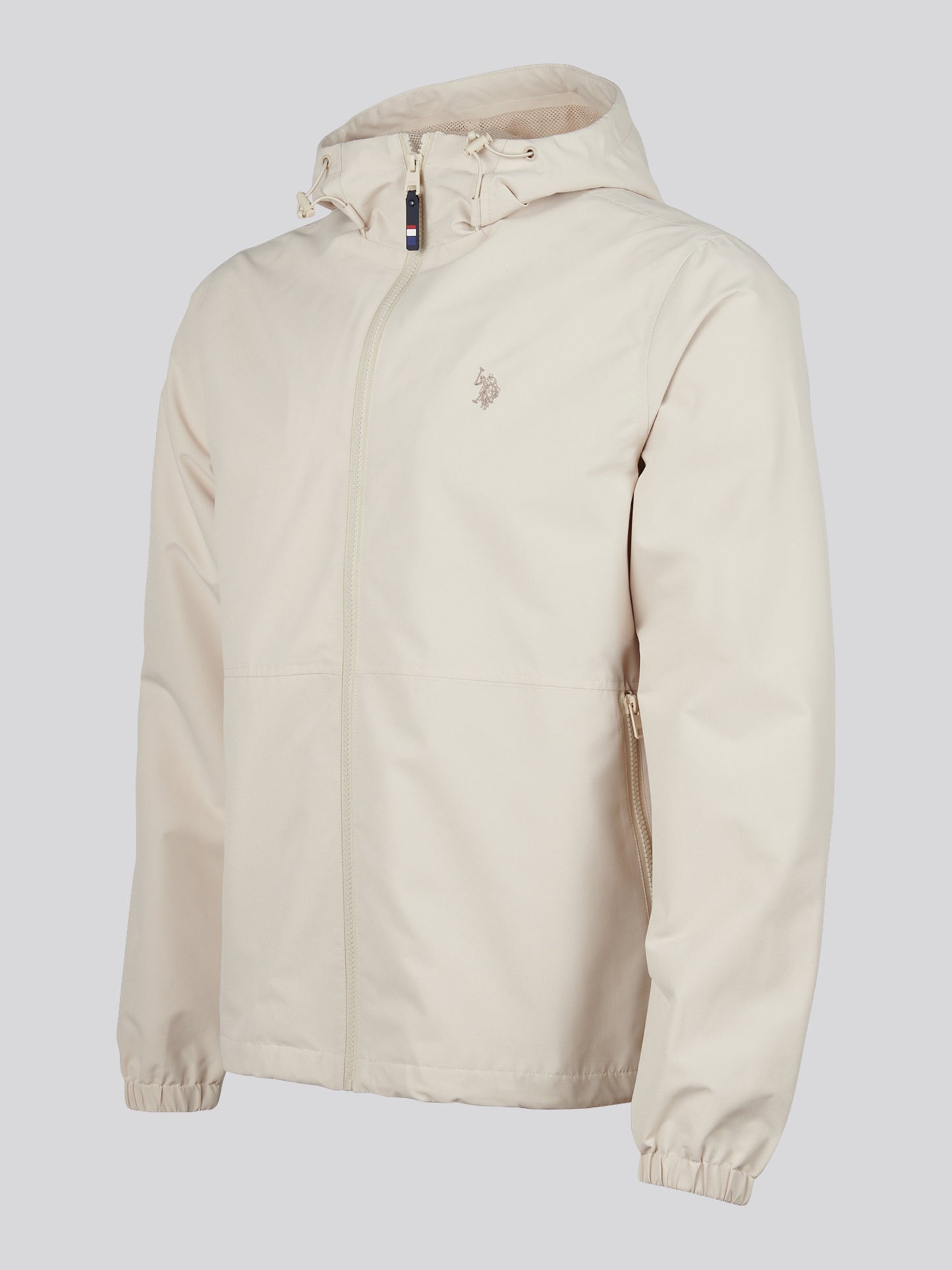 Mens Hooded Windbreaker in Beige