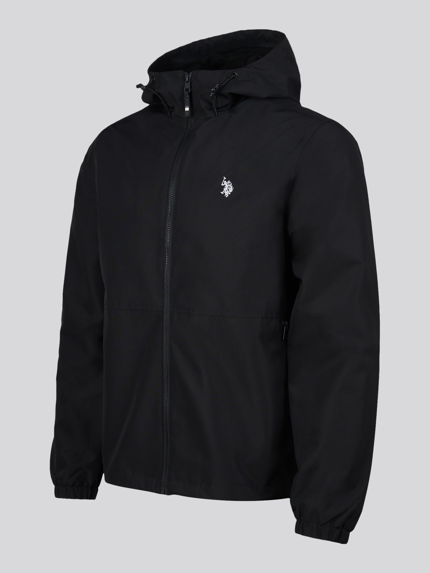 Men's Hooded Windbreaker in Black/White – on model, side