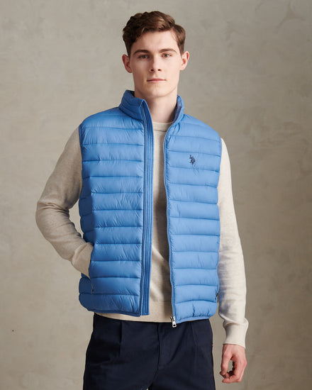 Mens Bound Quilted Gilet in Riviera