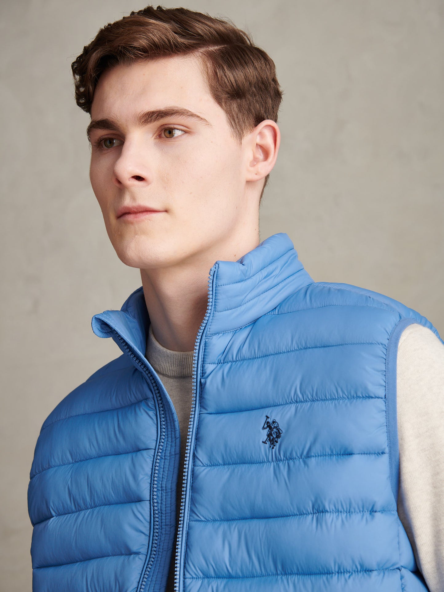 Mens Bound Quilted Gilet in Riviera