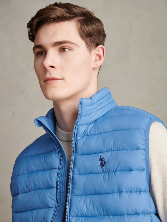 Mens Bound Quilted Gilet in Riviera