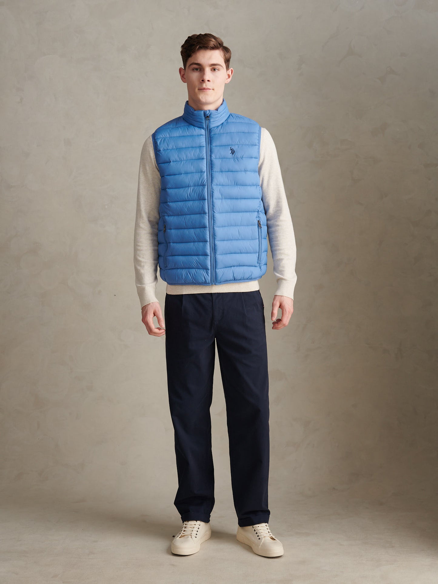 Mens Bound Quilted Gilet in Riviera