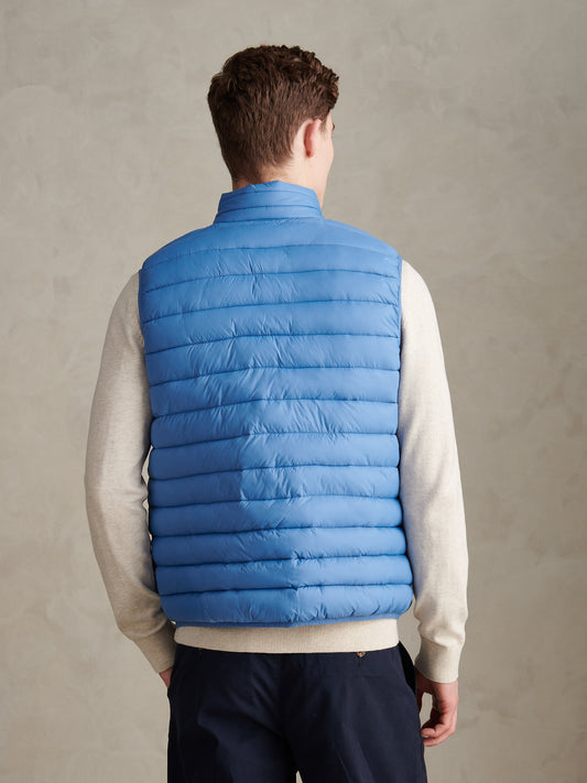 Mens Bound Quilted Gilet in Riviera
