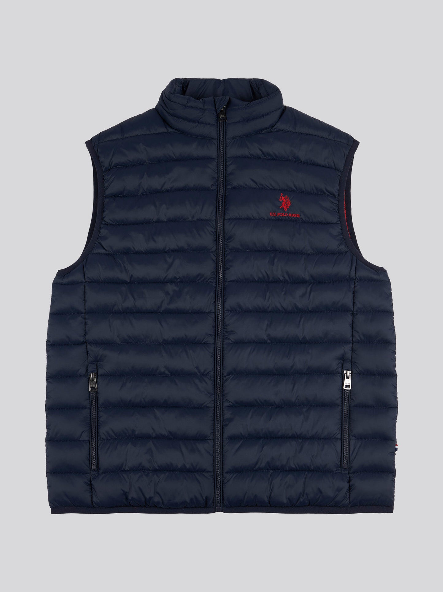Mens Bound Quilted Gilet Dark Sapphire Navy / Haute Red DHM