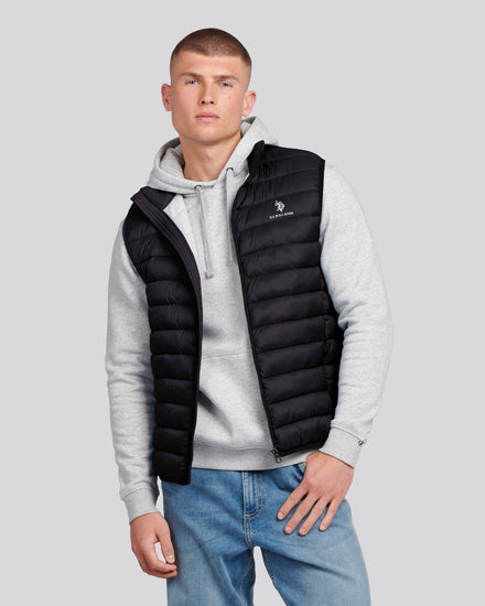 Mens Bound Quilted Gilet Black Bright White DHM