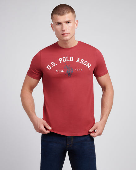 Mens Signature Arch Print T-Shirt in Tibetan Red