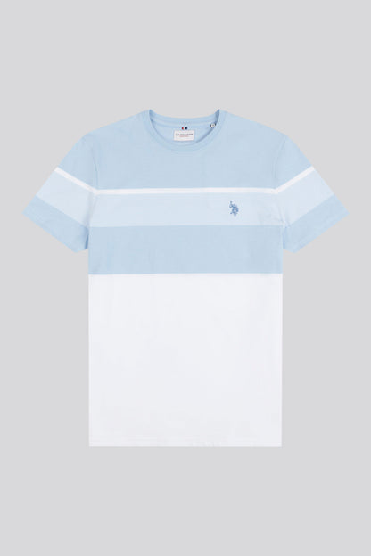 Mens Classic Fit Block Stripe T-Shirt in Cashmere Blue