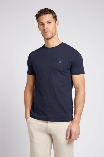 Mens Classic Fit Verticle Texture T-Shirt in Dark Sapphire Navy