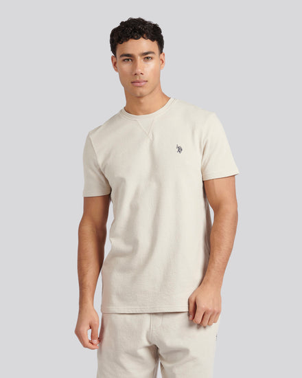 Mens Textured Terry T-Shirt in French Oak
