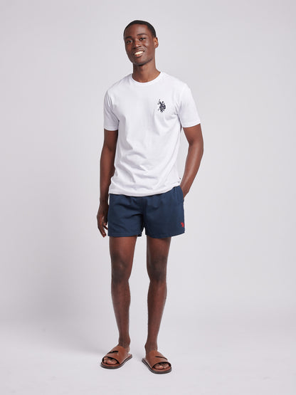 Mens Core Swim Short in Dark Sapphire Navy / Haute Red DHM