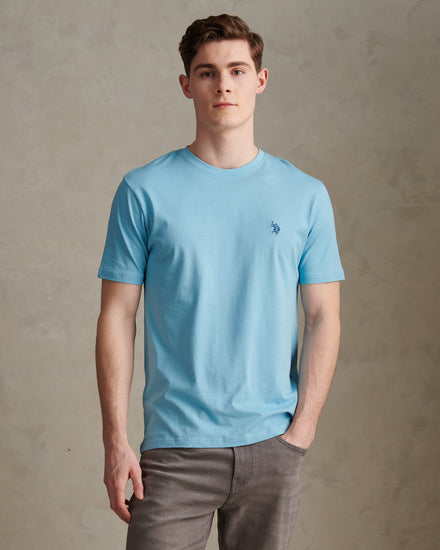 Mens Double Horsemen T-Shirt in Air Blue