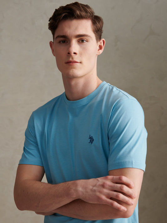 Mens Double Horsemen T-Shirt in Air Blue