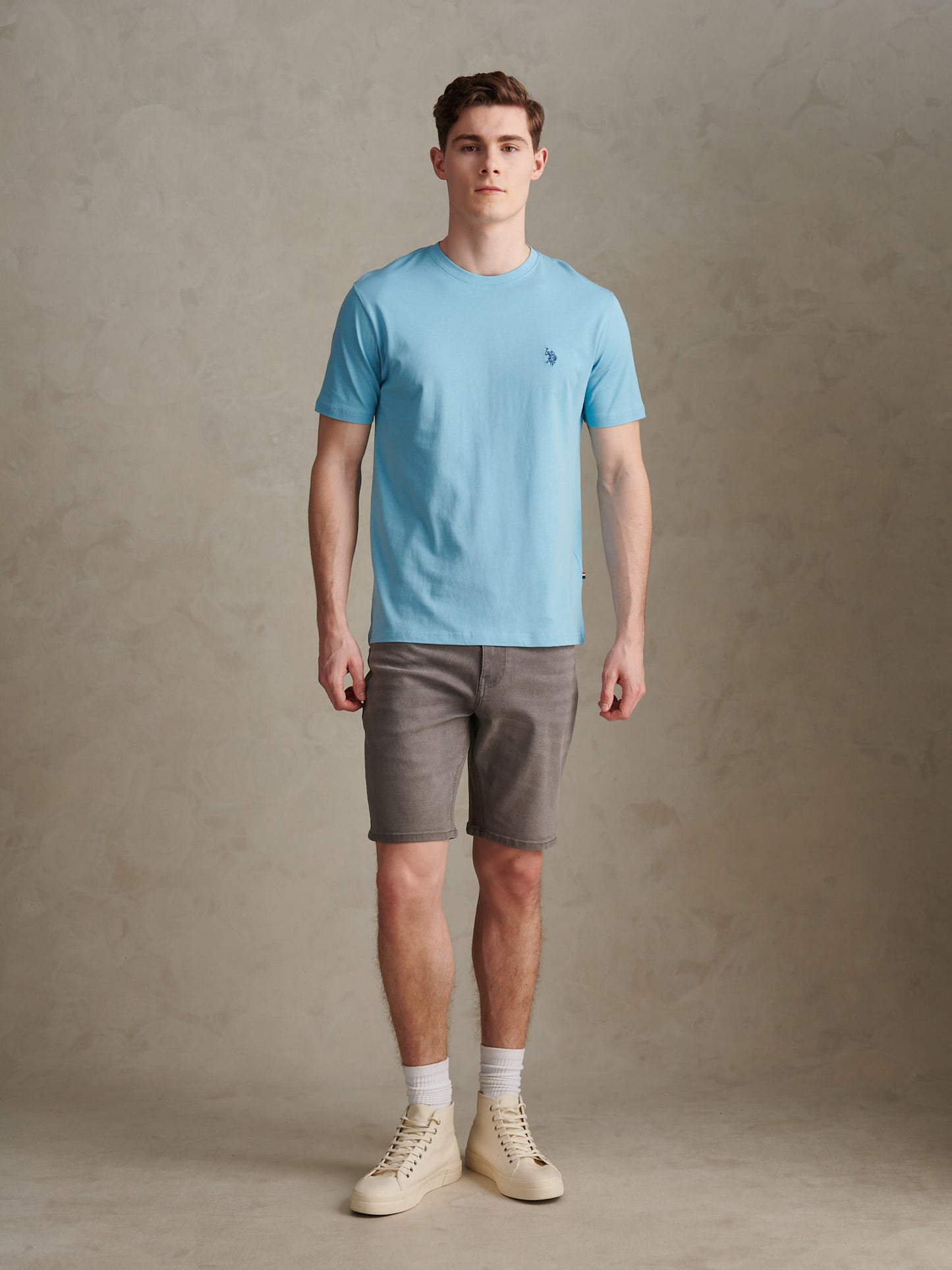 Mens Double Horsemen T-Shirt in Air Blue