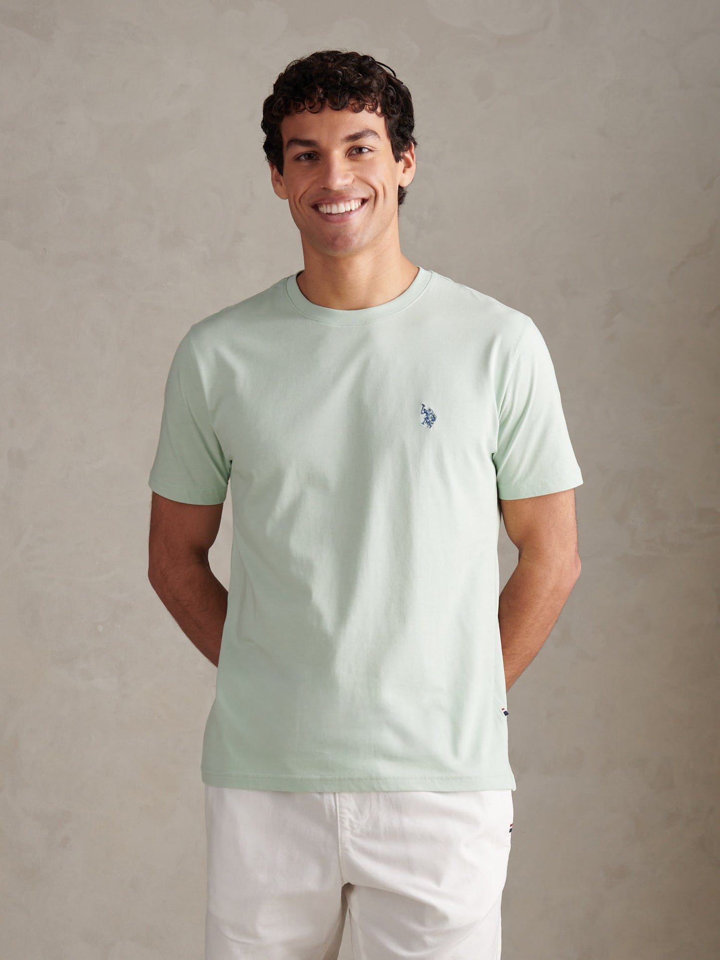 Mens Double Horsemen T-Shirt in Aqua Foam