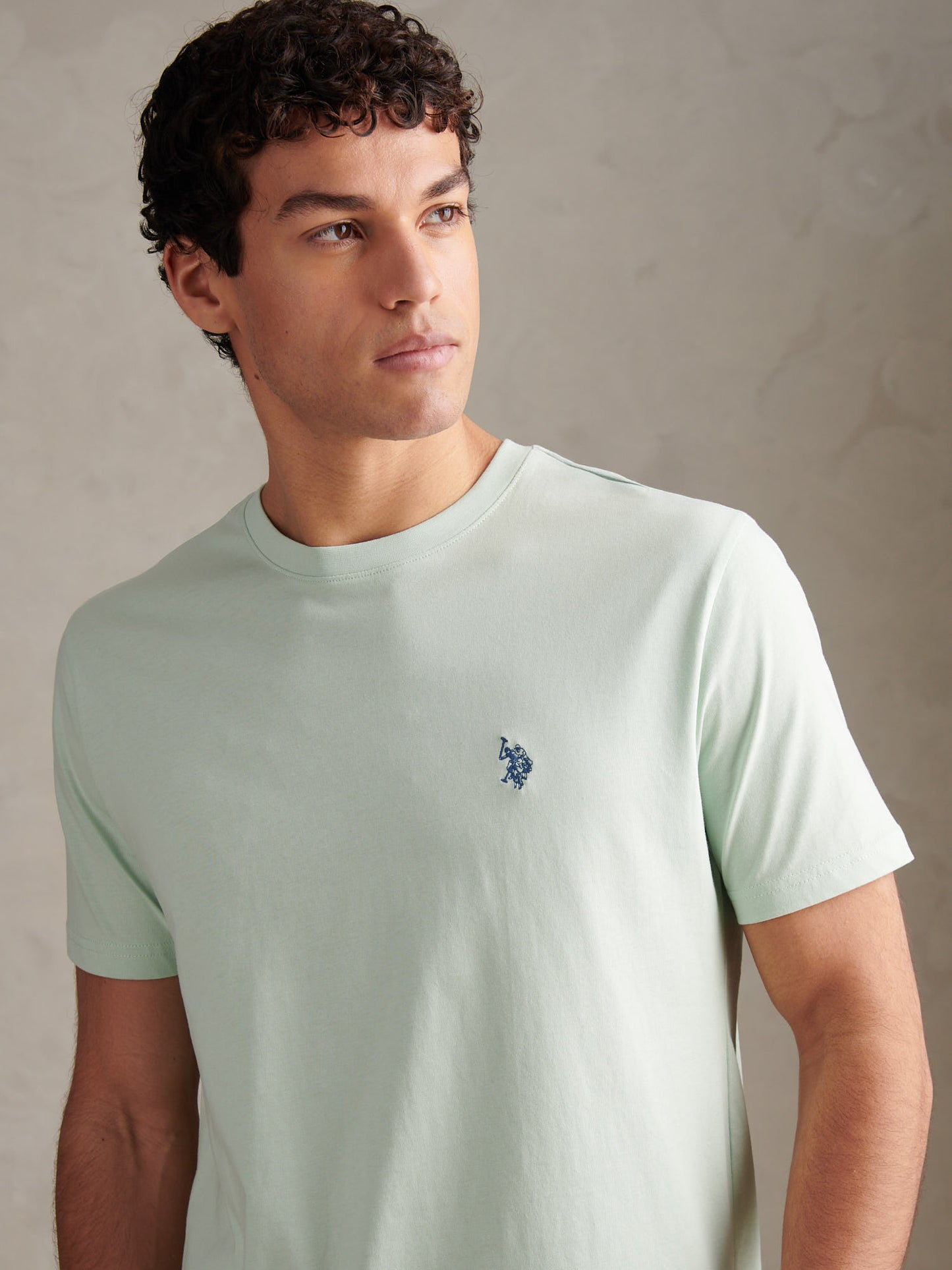 Mens Double Horsemen T-Shirt in Aqua Foam