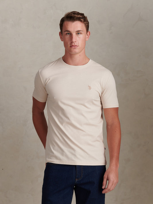 Mens Double Horsemen T-Shirt in Beige