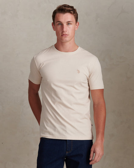 Mens Double Horsemen T-Shirt in Beige