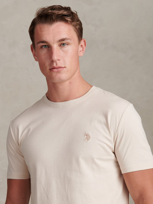 Mens Double Horsemen T-Shirt in Beige