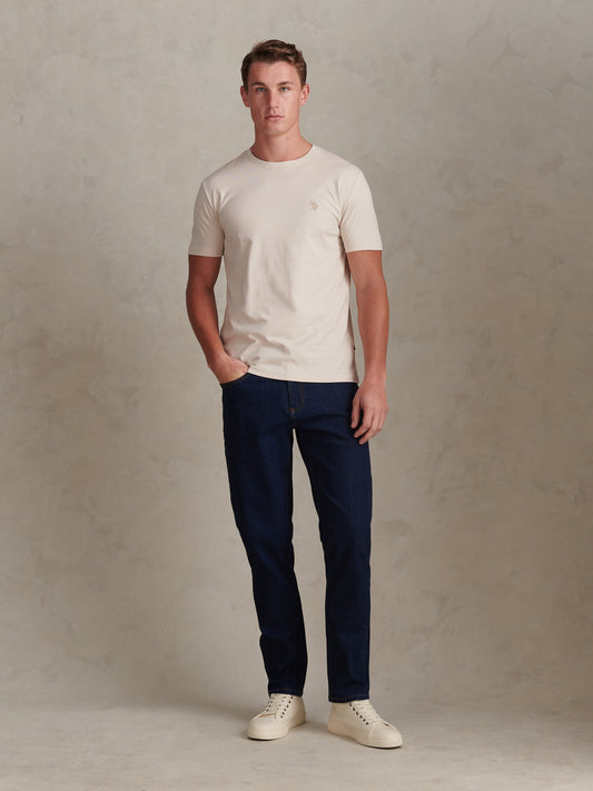 Mens Double Horsemen T-Shirt in Beige