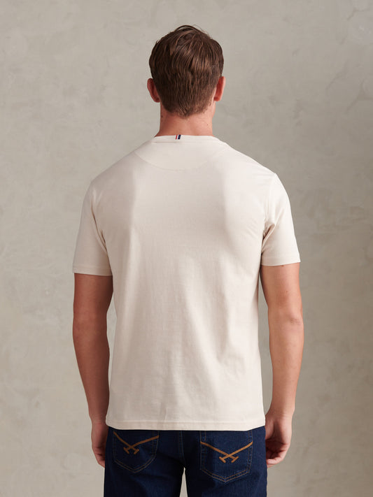 Mens Double Horsemen T-Shirt in Beige
