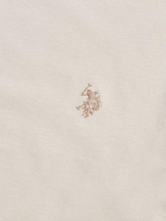 Mens Double Horsemen T-Shirt in Beige