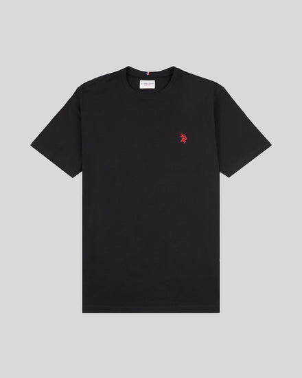 Mens Double Horsemen T-Shirt in Black / Haute Red DHM