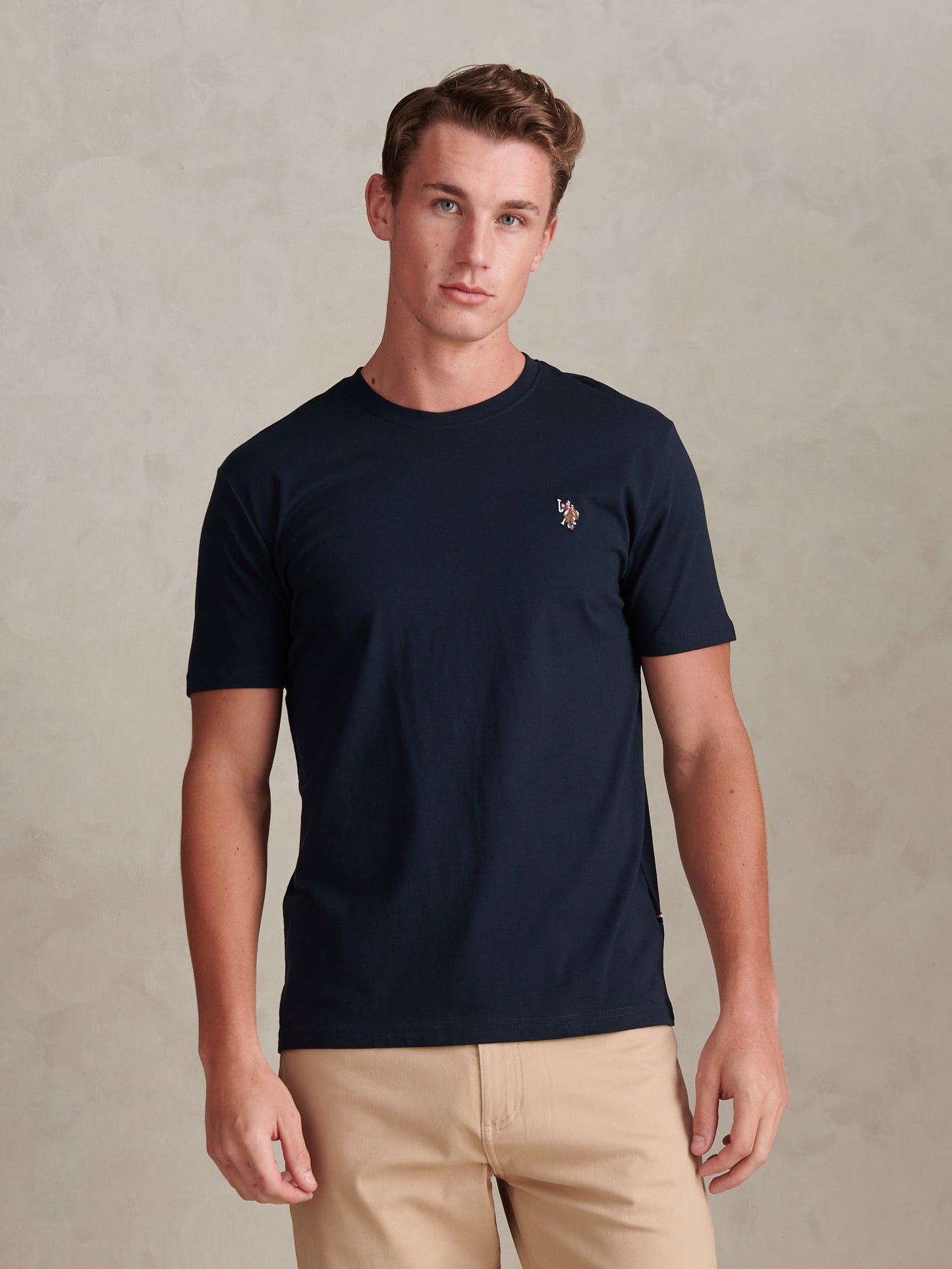 Mens Double Horsemen T-Shirt in Dark Sapphire Navy / Multi Coloured DHM