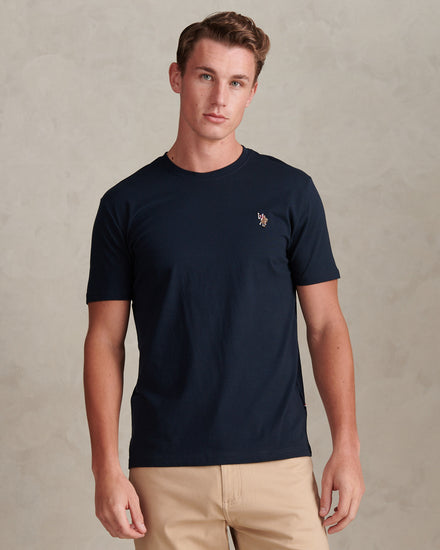 Mens Double Horsemen T-Shirt in Dark Sapphire Navy / Multi Coloured DHM