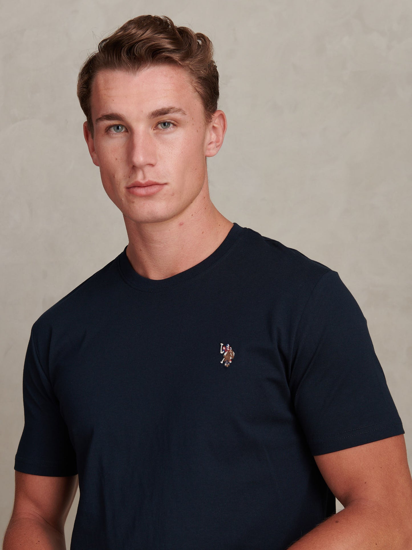 Mens Double Horsemen T-Shirt in Dark Sapphire Navy / Multi Coloured DHM