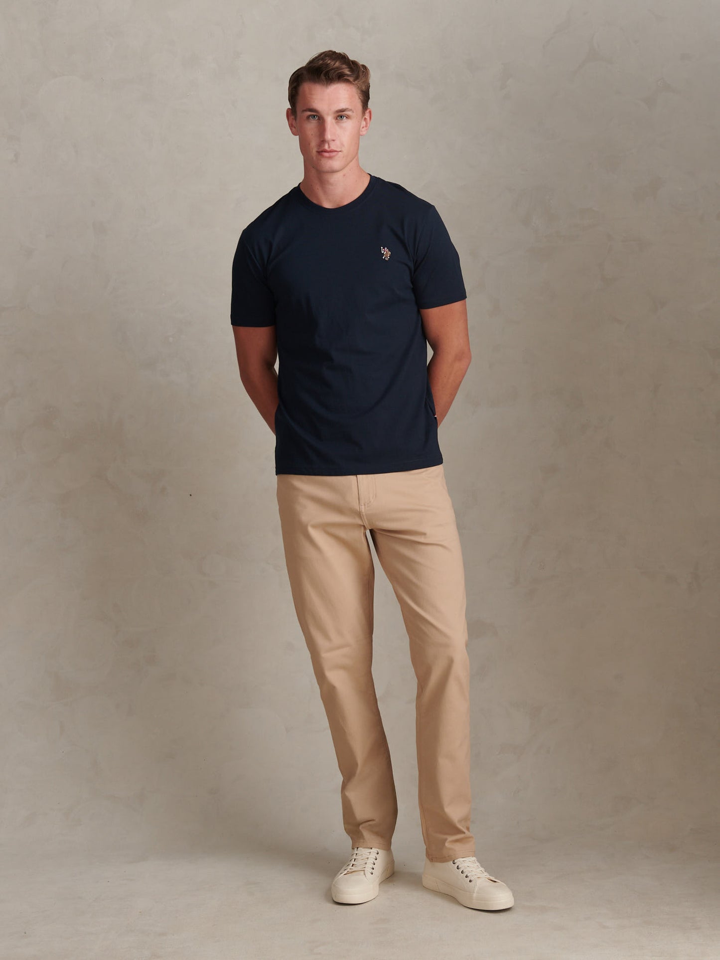 Mens Double Horsemen T-Shirt in Dark Sapphire Navy / Multi Coloured DHM