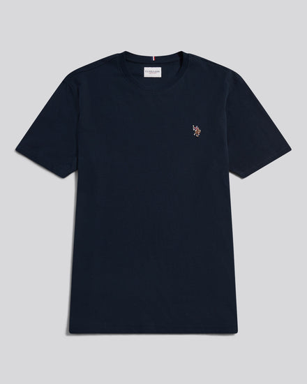 Mens Double Horsemen T-Shirt in Dark Sapphire Navy / Multi Coloured DHM