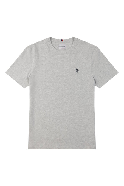 Mens Double Horsemen T-Shirt in Mid Grey Marl