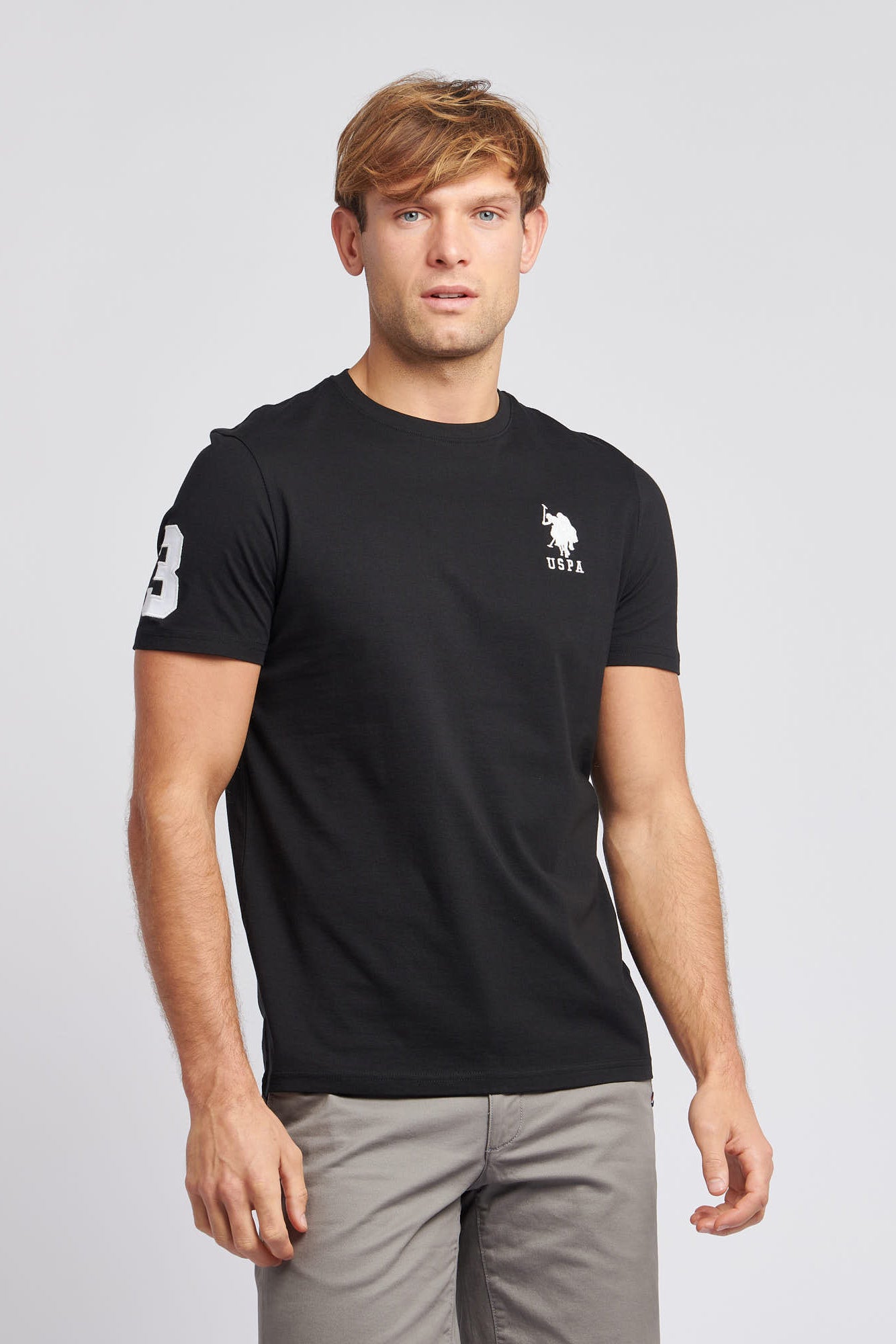 U.S. Polo Assn. Mens Player 3 T-Shirt in Black Bright White DHM